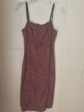 Victoria's Secret Pink Leopard-Print Midi Slip Dress - Size L